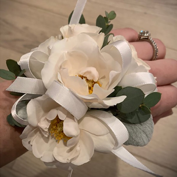 Little Flower Prom Collection White and Cream Wrist Corsage