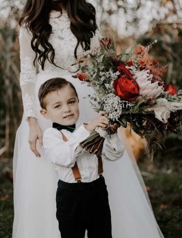 little flower creative floral design burgundy rustic wedding bouquet