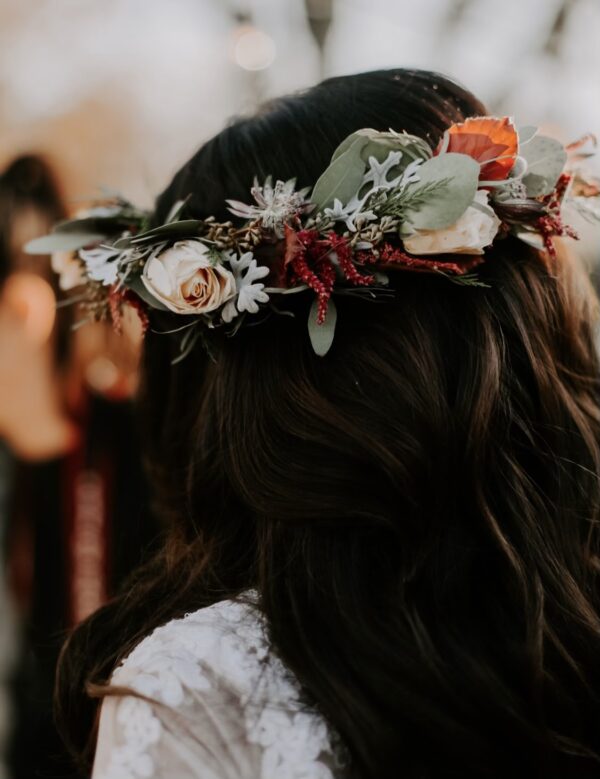 little flower creative floral design burgundy rustic crown